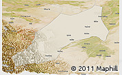 Shaded Relief Panoramic Map of Shache, satellite outside