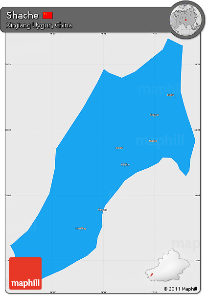 Political Simple Map of Shache, single color outside