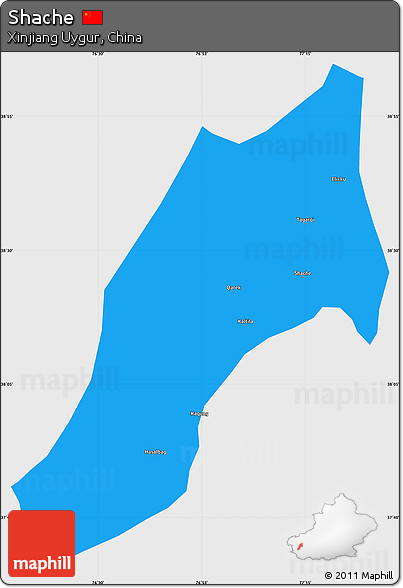 Political Simple Map of Shache, single color outside
