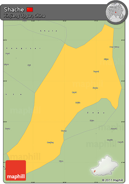 Savanna Style Simple Map of Shache