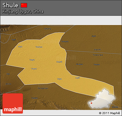 Physical 3D Map of Shule, darken