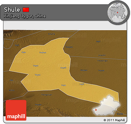 Physical 3D Map of Shule, darken