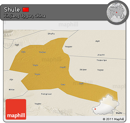 Physical 3D Map of Shule, shaded relief outside