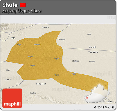 Physical 3D Map of Shule, shaded relief outside