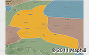 Political 3D Map of Shule, semi-desaturated