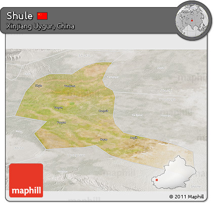 Satellite 3D Map of Shule, lighten, semi-desaturated