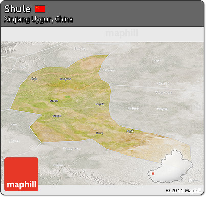Satellite 3D Map of Shule, lighten, semi-desaturated