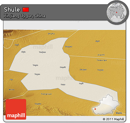 Shaded Relief 3D Map of Shule, physical outside