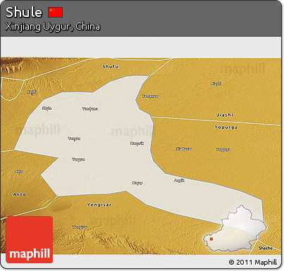 Shaded Relief 3D Map of Shule, physical outside