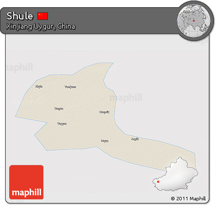 Shaded Relief 3D Map of Shule, single color outside
