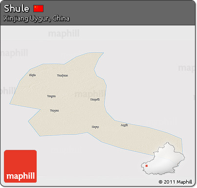 Shaded Relief 3D Map of Shule, single color outside