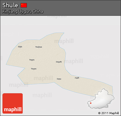 Shaded Relief 3D Map of Shule, single color outside