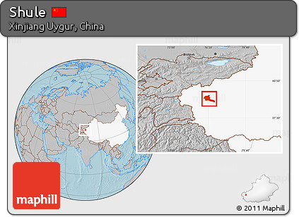 Gray Location Map of Shule, highlighted country, hill shading