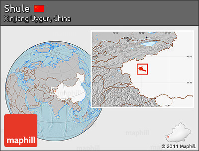 Gray Location Map of Shule, highlighted country, hill shading