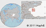 Gray Location Map of Shule, highlighted parent region, hill shading