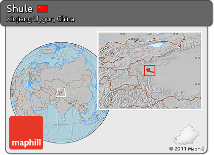 Gray Location Map of Shule, hill shading
