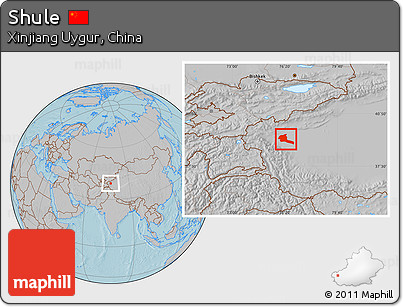 Gray Location Map of Shule, hill shading