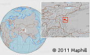 Gray Location Map of Shule, hill shading