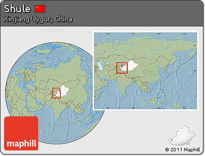 Savanna Style Location Map of Shule, highlighted parent region, within the entire country, hill shading