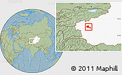 Savanna Style Location Map of Shule, highlighted parent region, hill shading