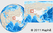 Shaded Relief Location Map of Shule, highlighted country, within the entire country