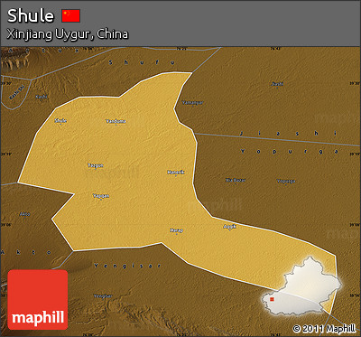Physical Map of Shule, darken