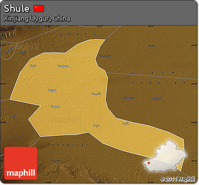 Physical Map of Shule, darken