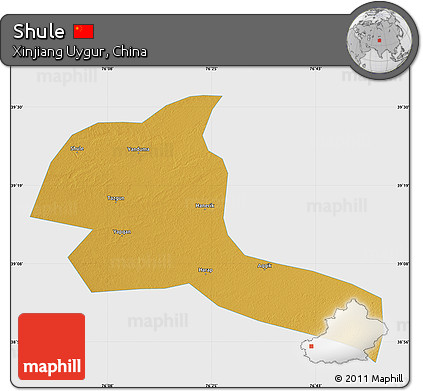 Physical Map of Shule, single color outside