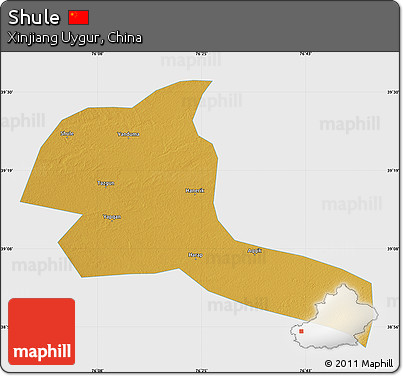 Physical Map of Shule, single color outside
