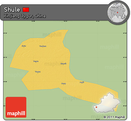 Savanna Style Map of Shule, single color outside