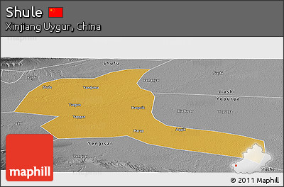 Physical Panoramic Map of Shule, desaturated