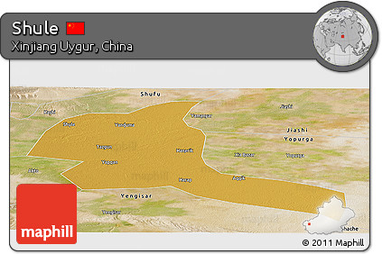 Physical Panoramic Map of Shule, satellite outside