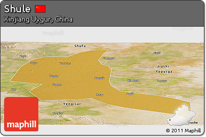 Physical Panoramic Map of Shule, satellite outside
