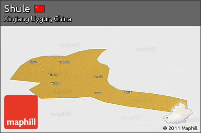 Physical Panoramic Map of Shule, single color outside