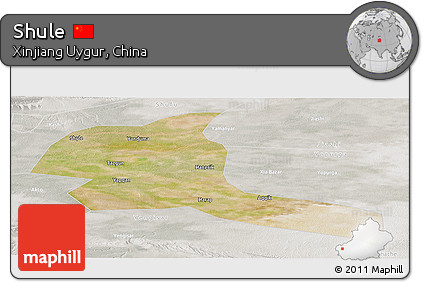 Satellite Panoramic Map of Shule, lighten, semi-desaturated