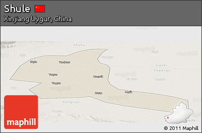 Shaded Relief Panoramic Map of Shule, lighten