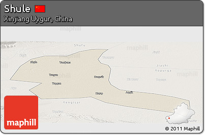 Shaded Relief Panoramic Map of Shule, lighten