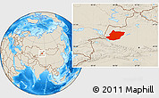 Shaded Relief Location Map of Toli