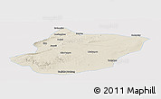 Shaded Relief Panoramic Map of Toli, single color outside