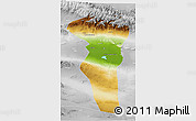 Physical 3D Map of Turpan, lighten, desaturated