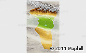 Physical 3D Map of Turpan, lighten, semi-desaturated