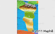 Physical 3D Map of Turpan, political outside