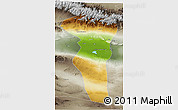 Physical 3D Map of Turpan, semi-desaturated