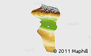 Physical 3D Map of Turpan, single color outside