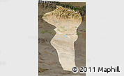 Satellite 3D Map of Turpan, darken