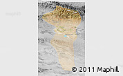 Satellite 3D Map of Turpan, desaturated