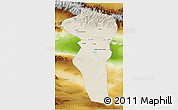 Shaded Relief 3D Map of Turpan, physical outside