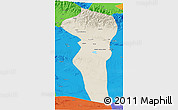 Shaded Relief 3D Map of Turpan, political outside