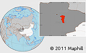 Gray Location Map of Turpan, highlighted country, highlighted parent region
