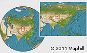Satellite Location Map of Turpan, within the entire country